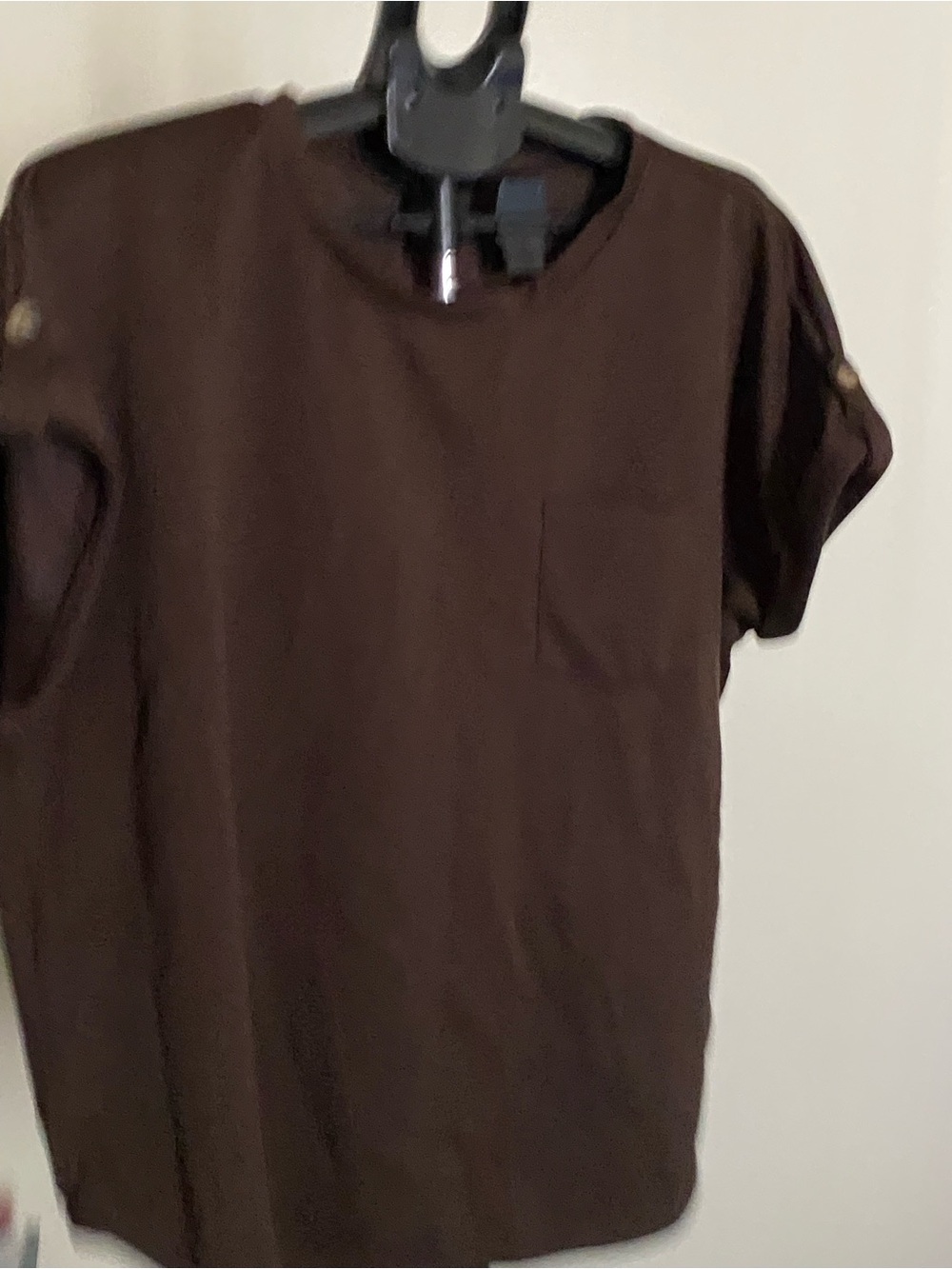 SHEIN Brown Short Sleeve Crewneck Pocket Tee